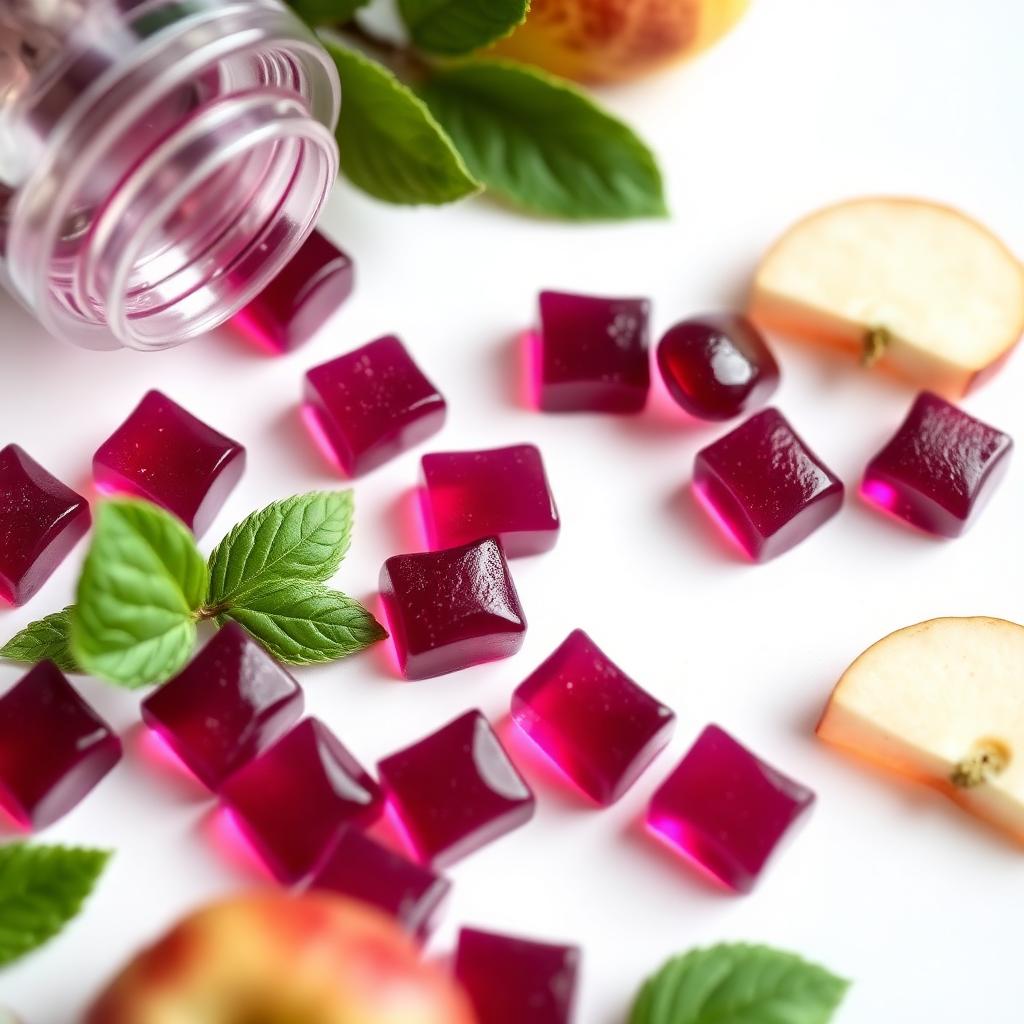 Close-up of Truvora BHB Burn Gummies with apple and mint
