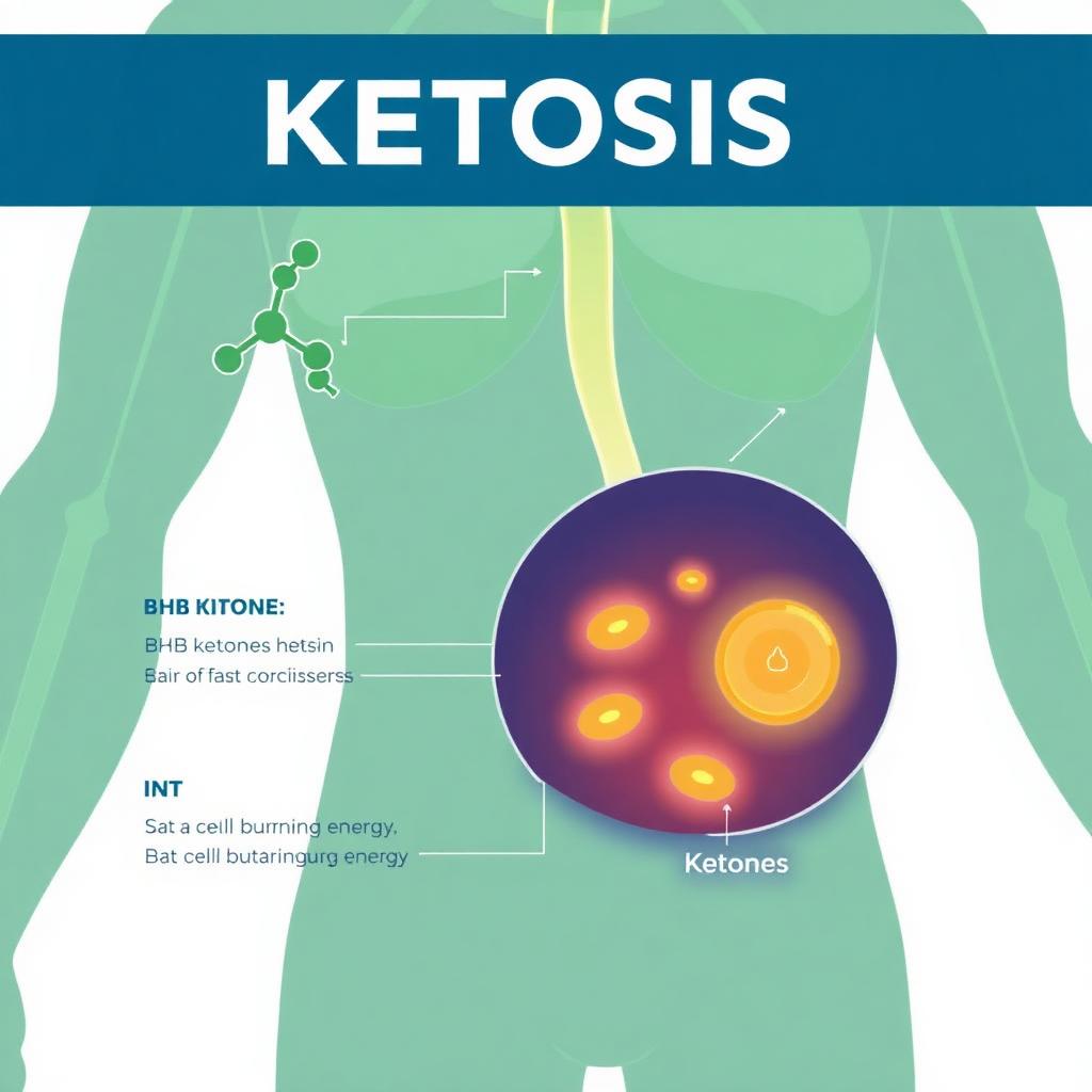 Diagram of ketosis showing BHB ketones being used as fuel